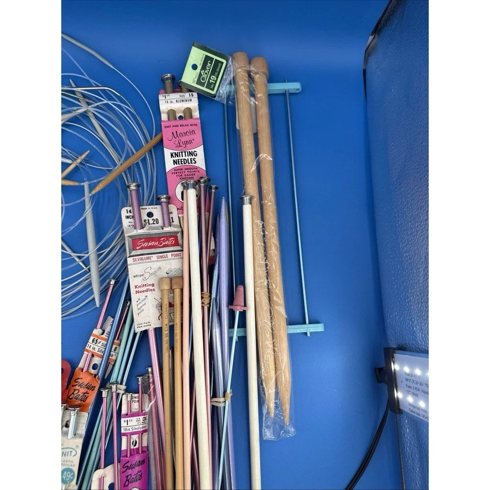 vintage lot of Boye and Susan Bates knitting needles and crochet hooks.